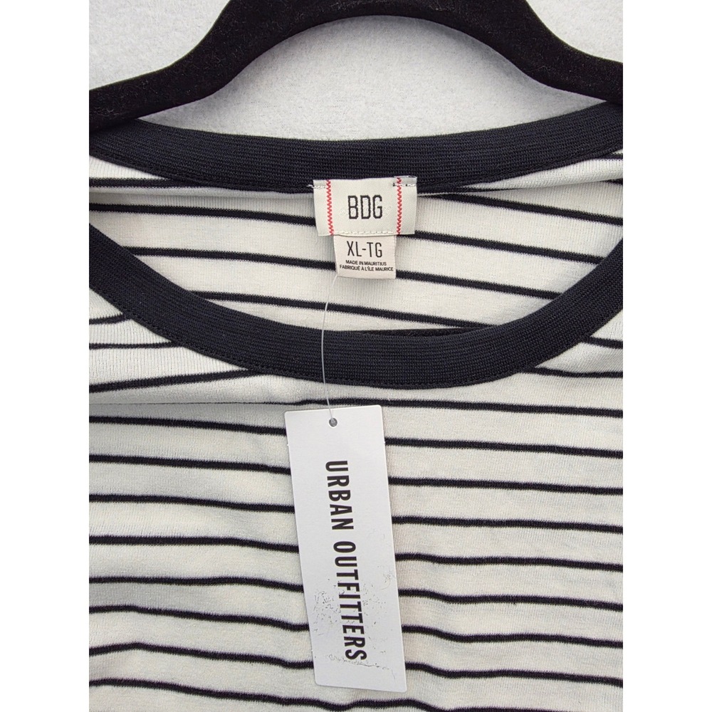 BDG Urban Outfitters Striped Maxi Dress XL Cream Black Cotton Ribbed Bodycon Y2K